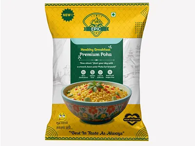 Poha Pouch Design box design branding food packaging indian foods label design logo design mockup packaging poha poha packaging poha pouch design pouch design pouch packaging snacks snacks packaging