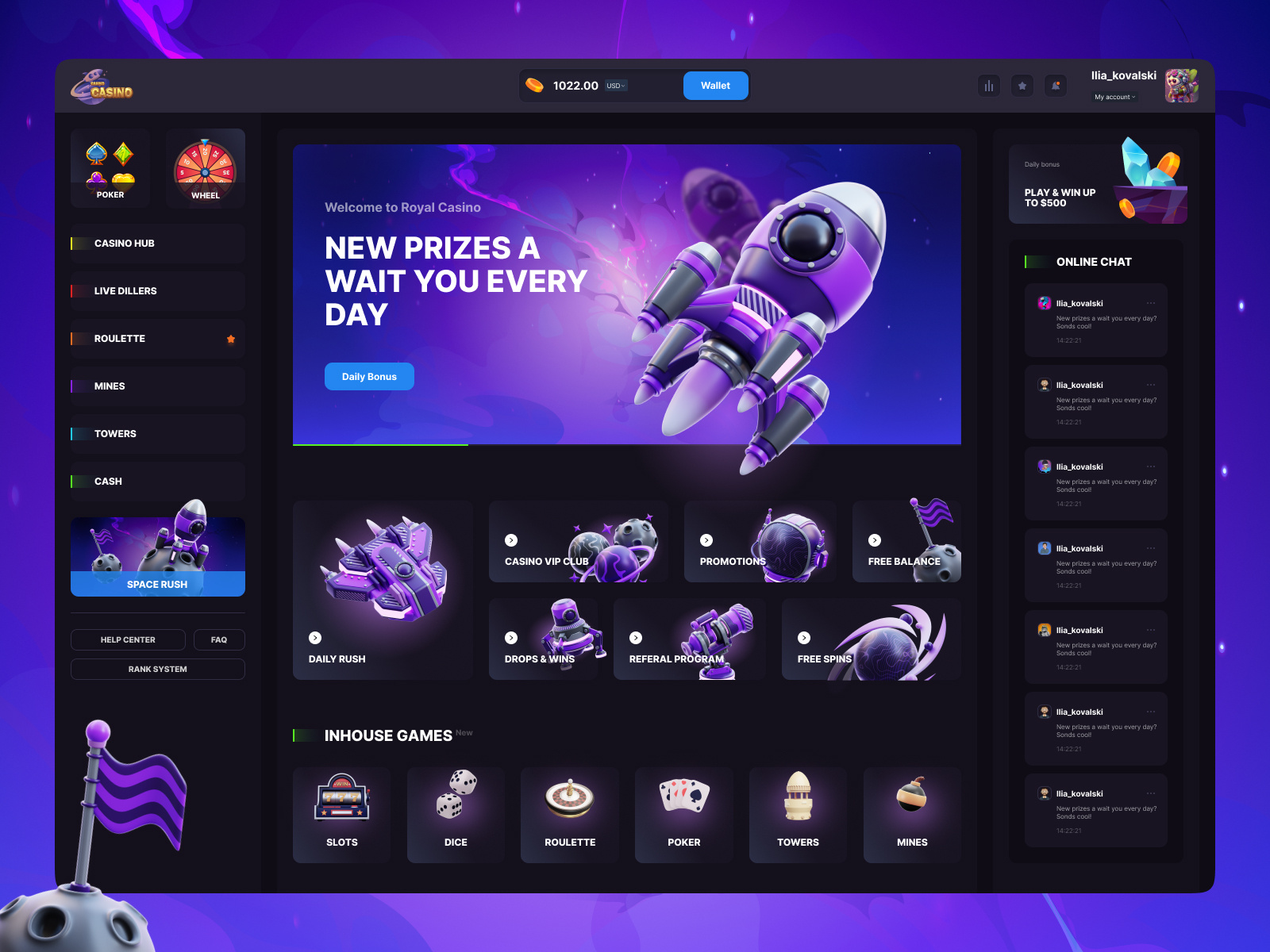 Online casino dashboard 3d casino dashboard ui