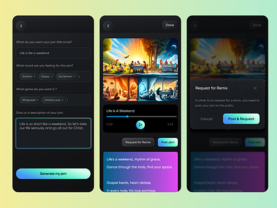 Generating a jam - VibeCraft app design mobile ui ux