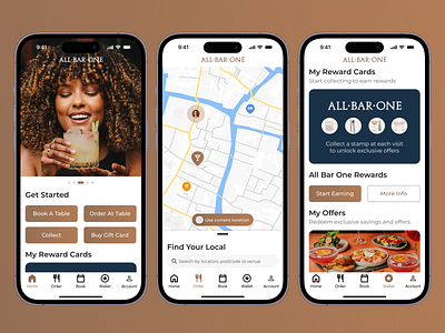 All Bar One Refresh - App Concept app app design app redesign bar clean design design system drinks interface design ios map product design rewards simple typography ui ui design user interface ux ux design