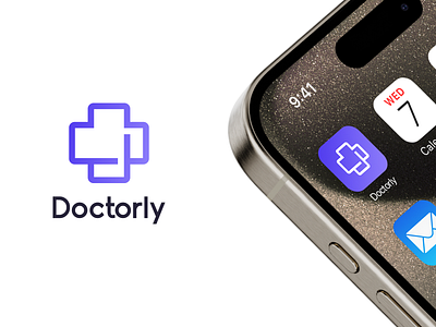 Doctorly ✦ Logo Design android app app logo booking doctor gradient ios medical medical logo minimalistic modern platform professional purple simple sleek