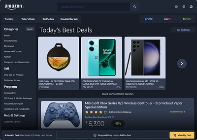 Amazon.in Redesign amazon amazon.in app branding cart desktopo shop search shopping ui ux
