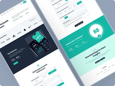 nightingale: AI Medical & E-Pharmacy | Job AI Health Assessment ai health assessment ai healthcare website ai medical website clean health health assessment healthcare landing page medical minimal pharmacy smart health teal ui ui design ui kit virtual health web design website website design