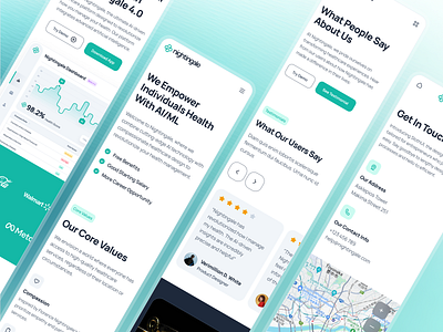 nightingale: AI Medical & E-Pharmacy | Job Mobile Overview UIUX ai healthcare website ai pharmacy website clean green healthcare healthcare website medical minimal mobile mobile website modern pharmacy responsive teal ui ui design ui kit virtual health web design website