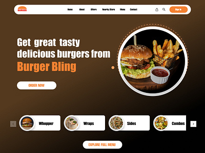 Burger Bling- Burger Online Landing Page branding design graphic design landing page ui user experience ux website