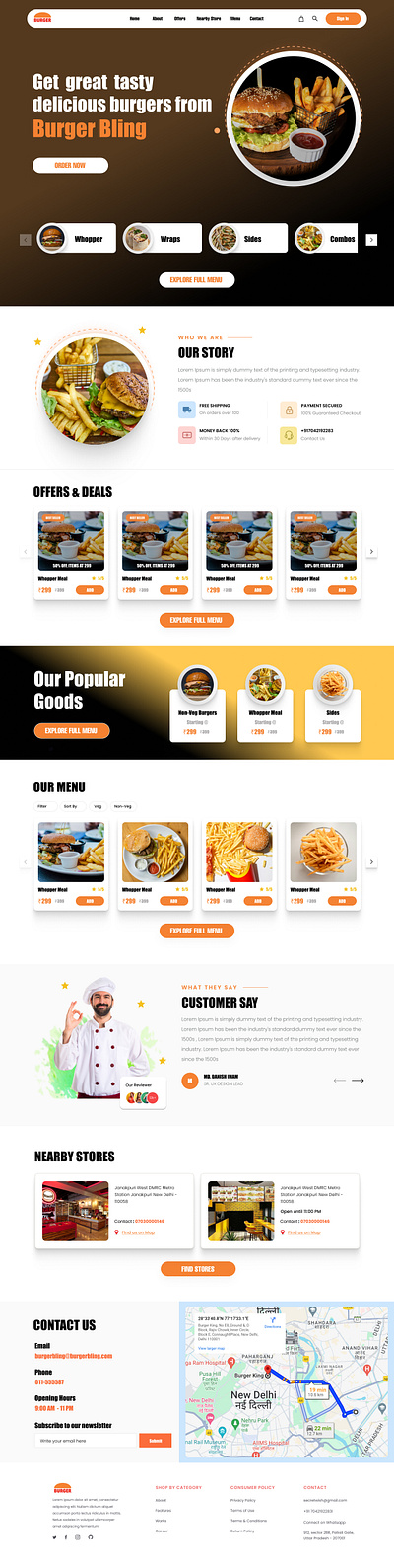 Burger Bling- Burger Online Landing Page branding design graphic design landing page ui user experience ux website