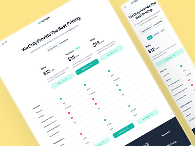 nightingale: AI Medical & E-Pharmacy | Pricing Table Page UI clean figma green healthcare healthcare website medical minimal pharmacy pricing pricing page pricing plan pricing table pricing table ui pricing ui table ui teal ui ui design ui kit yellow