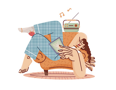 Relaxing character characterdesign flat flat illustration girl illustration relax resting sleep vector