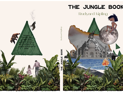 "The Jungle book" cover animals bear beige book cover collage collage art collage design cover cover design digital collage india jungle moon poster tiger
