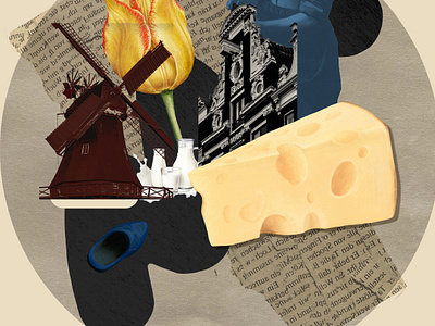 This is Holland, baby amsterdam cheese collage art digital collage dutch holland klompen milk mill netherlands poster poster design the netherlands tulip