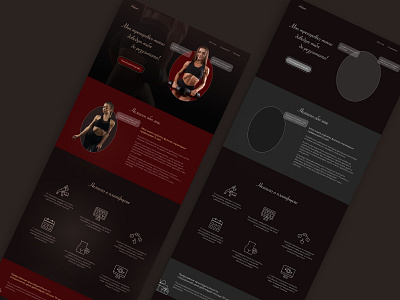 Online fitness landing page fitness fitnessplaform prototype red rich uidesign uxdesign webdesign womendesign