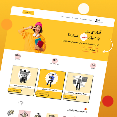 Online Learning College Website college education figma home homepage kids landing page orange red shop ui ui ux ux web web app web design website website design woman yellow