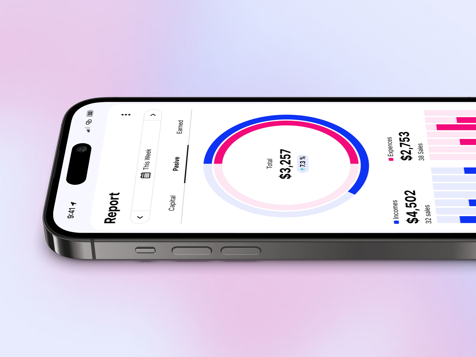 Data report iPhone app with graph visualization by Masteruix on Dribbble