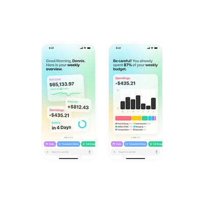 banking ai companion ai analytics app artificial intelligence banking charts chat design finance finance app mobile mobile app ui uxdesign