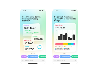 banking ai companion ai analytics app artificial intelligence banking charts chat design finance finance app mobile mobile app ui uxdesign