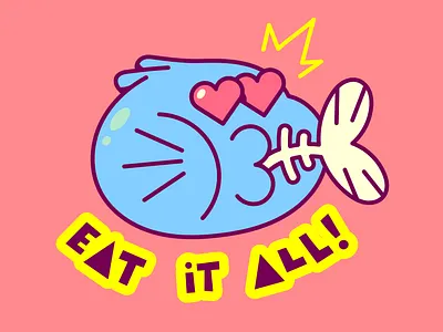 Eat It All! cartoon cat character freelance illustration illustrator sticker vector