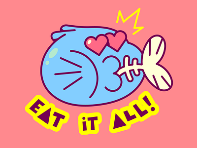 Eat It All! cartoon cat character freelance illustration illustrator sticker vector
