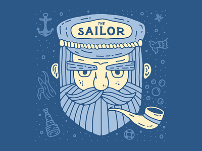 The Sailor design graphic design hand drawn hand illustration illustration linocut nautical nautical illustration ocean sailor woodcut