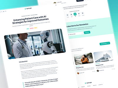 nightingale: AI Medical & E-Pharmacy | Article Blog Post UI article page article ui blog design blog page blog post blog ui clean gradient green healthcare healthcare website medical minimal pharmacy soft teal ui ui design ui kit virtual care