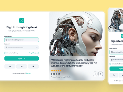 nightingale: AI Medical & E-Pharmacy | Job Sign In Screen UIUX authentication clean healthcare input form ui log in log in screen log in ui medical minimal pharmacy sign in sign in form sign in screen sign in ui soft teal text input ui ui design ui kit yellow