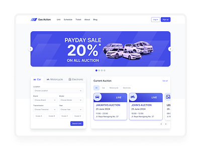 Gas Auction - Homepage auction auctionwebsite automotive car carauction deal design ecommerce homepage landingpage sale simpleui ui uiauction uidesign uiux uiuxauction uiuxdesign uiuxdesigner webdesign