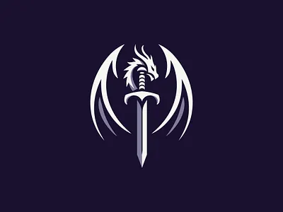Dragon Sword Logo branding dragon logo power protect security shield soldier