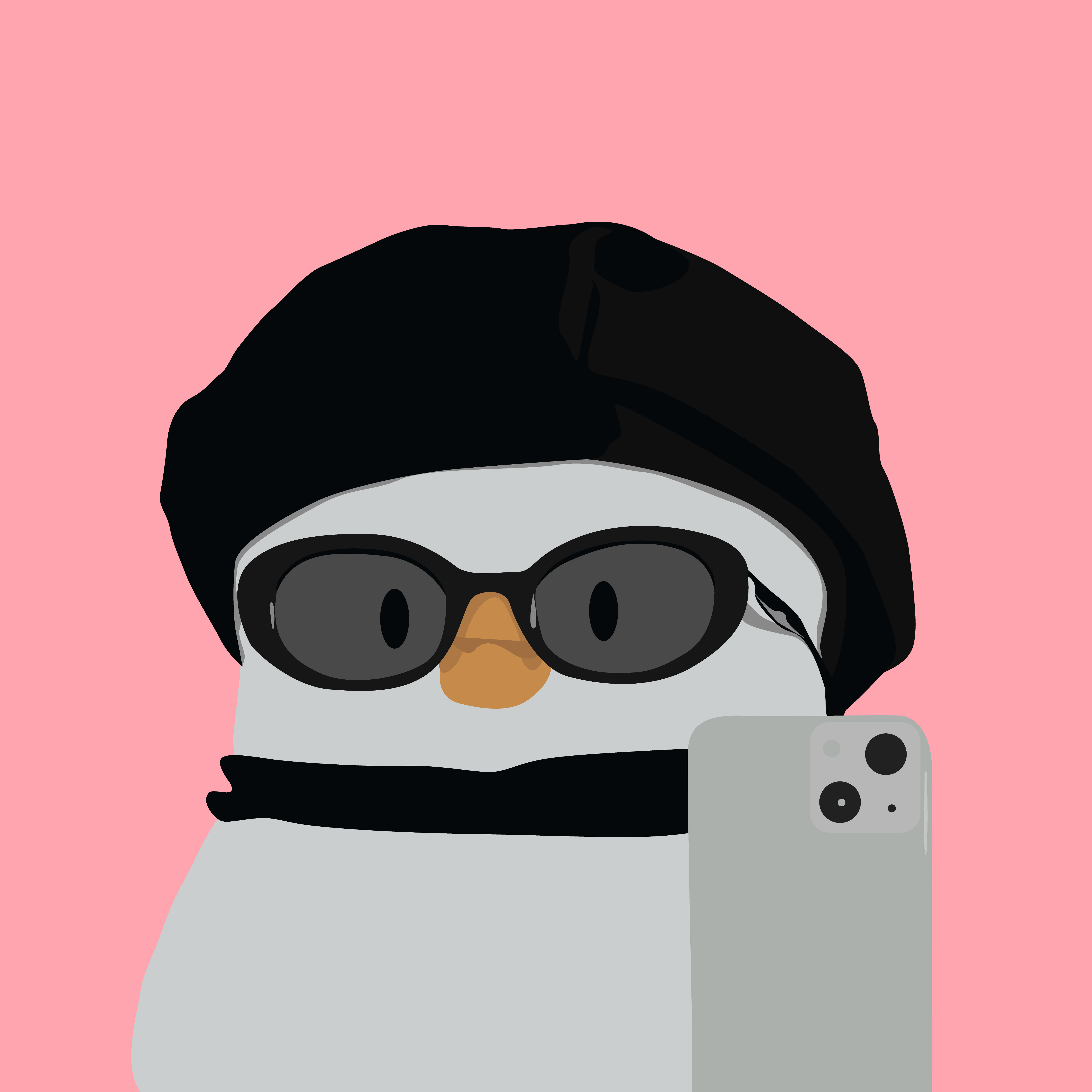 Stylish duck with glasses and beret make a selfie. animal baby bird cartoon character digital art duck fashion graphic design illustration mascot paris style pet pink poster selfie style toy vector zoo
