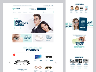 Eyeland Opticians - Visual Identity Website branding creative ecommerce ecommerce website glasses website innovative design online booking online shop online store optical services optical website product design sunglasses website typography ui design uiux design user interface ux design visual identity web design