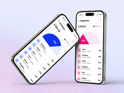 Income and Expences iPhone finance app app expences figma finance fintech flat flat design income iphone minimal mobile mobile app design mobile ui mockup money motion technology template ui ui design