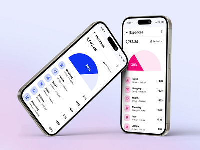 Income and Expences iPhone finance app app expences figma finance fintech flat flat design income iphone minimal mobile mobile app design mobile ui mockup money motion technology template ui ui design