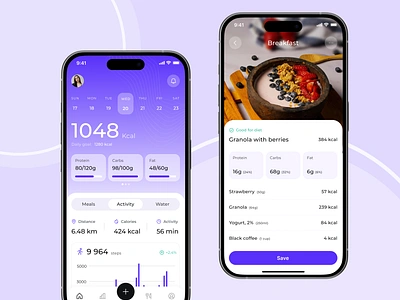 Interface Design for Nutrition App app app design calorie tracking health app interface design lifestyle app mobile mobile app nutrition app product design ui uidesign user interface ux uxdesign