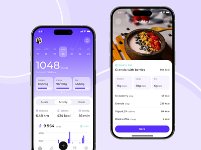 Interface Design for Nutrition App app app design calorie tracking health app interface design lifestyle app mobile mobile app nutrition app product design ui uidesign user interface ux uxdesign