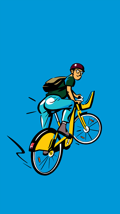 Clear Channel advertising animation bicycle character cheeky cyclist illustration lifestyle line procreate