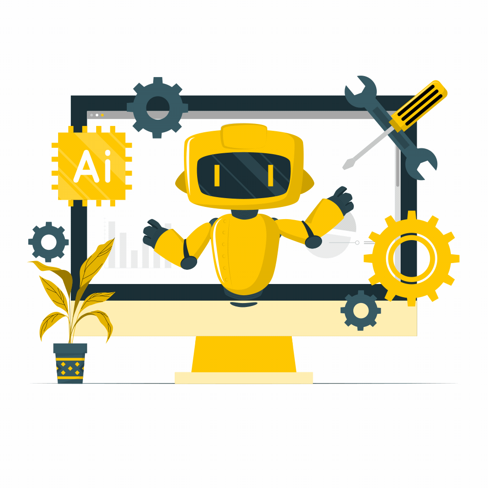 AI robot concept 2d animation ai startup animated gif animation flat animation lottie mograph motion graphics svg animation web animation website animation