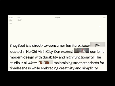 snugspot - retail furniture store animation editorial graphic design minimal ui