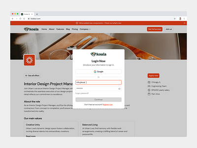 Login Modal · Koala UI [V2.4] dashboard database koala koalaui login login modal modal popup product design sign in sign up ui ux