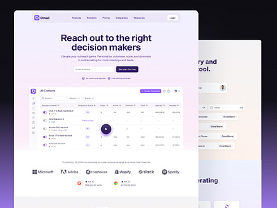 Omail - Email Marketing Website Design cold email ui email marketing website landing landing page design marketing landing page marketing ui marketing website template ui ui kit ui template ui ux uidesign uiux ux design web designe web template web ui webdesign website template