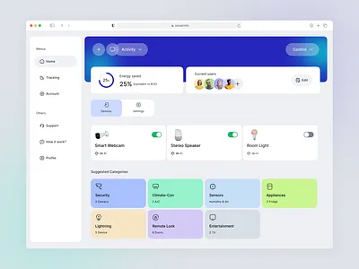 Dashboard UI UX for Smart Home App app app design app ui creative crm dashboard design minimalist simple smart home app ui ui design ux