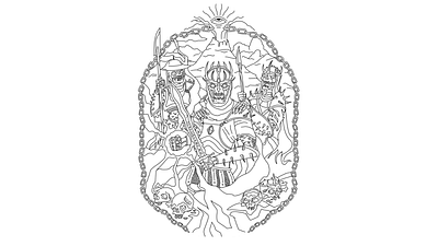 Warriors chains drawing illustration illustrator lotr procreate singleline skeleton sketch skull warriors
