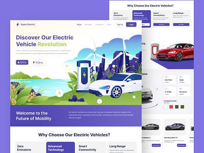 Landing page Spark Electric car car electric ecosystem electric figma illustration landing page revolution ui uidaily uiux ux vahicle webdesign