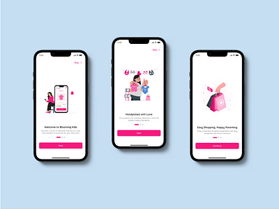 On-boarding Screens for Blooming Kids app design e commerce onboarding graphic design interaction design latest design trends mobile ui onboarding screens ui design website design