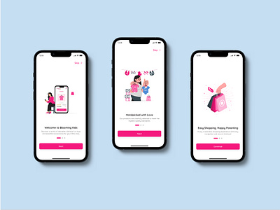 On-boarding Screens for Blooming Kids app design e commerce onboarding graphic design interaction design latest design trends mobile ui onboarding screens ui design website design