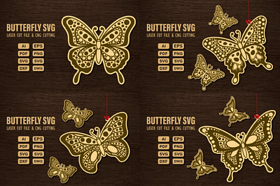 Butterfly Laser and CNC Cutting File SVG 3d 3d svg craft decoration design illustration papercraft svg svg cutting