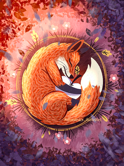 The Ballad of the Archer and the Fox apples archer art cursed digital art enchanted fairytale fall fanart fantasy floral flowers forest fox foxes illustration leaves magic magical woodland