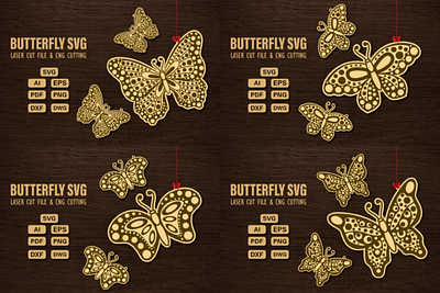 Butterfly Laser and CNC Cutting File SVG 3d 3d svg craft decoration design illustration papercraft svg svg cutting