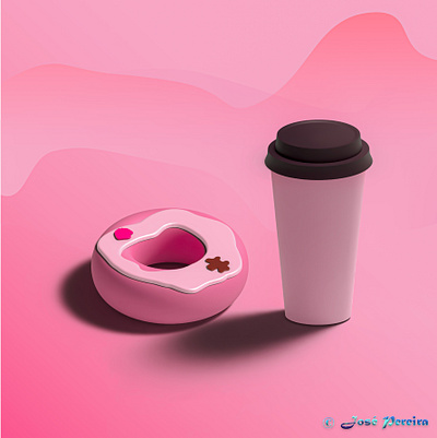 3D donut and tea vector 3d art graphic design illustration vector