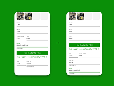 Sprocket iOS Mandatory Bike Posting Fields Prioritized apple bicycle bike data entry design donation entry field fields ios iphone mandatory marketplace optimization priority requirements simplification sprocket user friendly ux