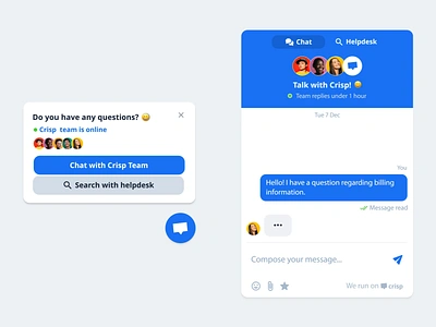 Crisp Chatbot – Chat and Helpdesk chat widget chatbot design system flexible design systems helpdesk modular design product design