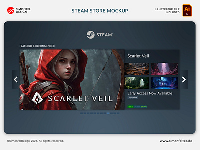 FREE Steam Store Mockup arrow arrowhead download edge fable fairy tale fantasy free game mockup game store gemstone hood mockup preview red riding hood resource rpg steam steam store store mockup