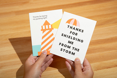 Encouragement Cards design encouragement greeting card illustration light lighthouse stationery storm typography umbrella